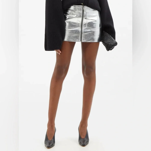 love, Fire Dresses & Skirts - Love, Fire Women's Silver Skirt Juniors Faux Leather Metallic Silver Mini Skirt